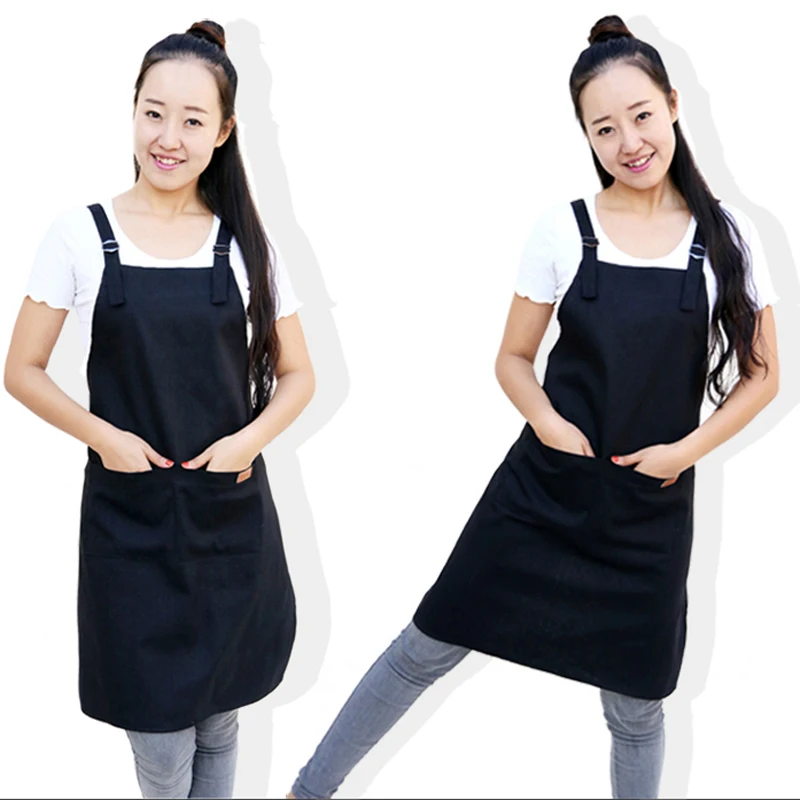 

Women aprons with pockets new unisex apron Adjustable cooking aprons for women Uniform smocks custom logo bib coffee shop BBQ