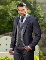 2017 One Button Slim Fit Customized Charcoal Wedding Ceremony Mens Suit Groom Tuxedos bridegroom ( Jacket+Pants+Tie+Vest)
