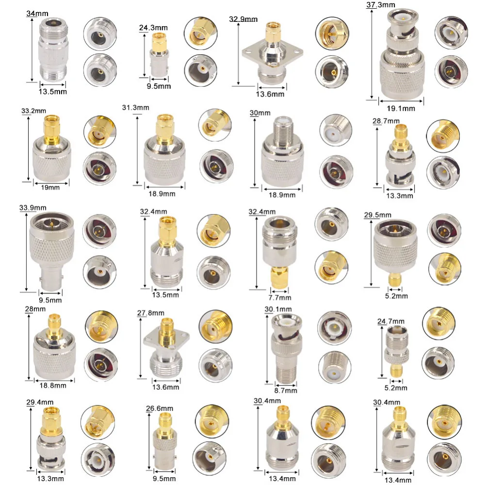 SMA RF адаптер 20 комплект N Тип к SMA BNC к SMA TNC к SMA RF Разъемы адаптер