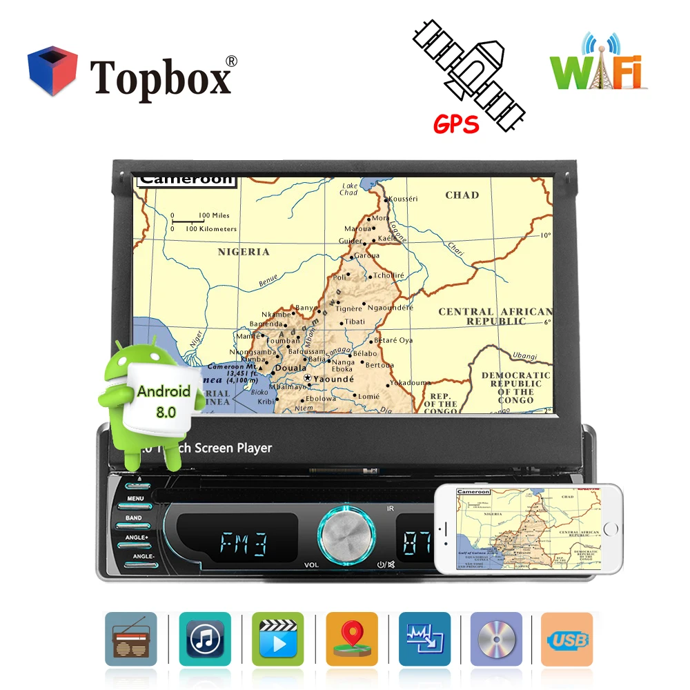 

Topbox 1 Din Android Car Multimedia Radio 7 Inch Car Styling Autoradio Android Car Audio Player with BT/Wifi/GPS/Mirror Link/MP5