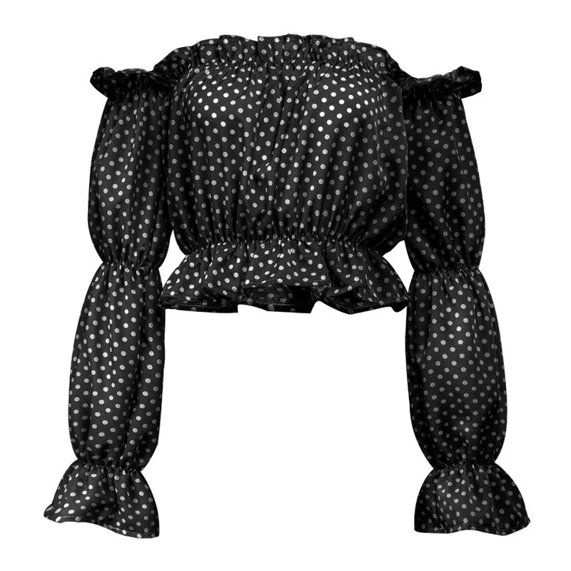 DORVIVON Roupa Feminina Women Clothes 2019 Sexy Off Shoulder Dot Cropped Shirt Lantern Sleeve Chiffon Blouses Tops Chemise Femme DORVIVON Roupa Feminina Women Clothes 2019 Sexy Off Shoulder Dot Cropped Shirt Lantern Sleeve Chiffon Blouses Tops Chemise Femme