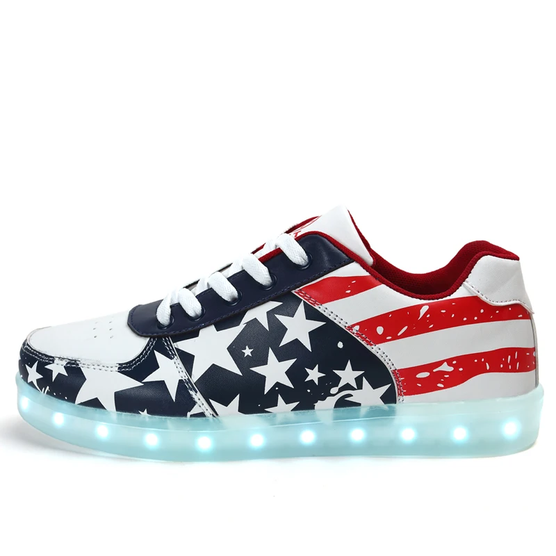 Deep blue Girls Led Luminous Glowing Children Breathable Sneakers Usb Charge Kids Colorful Flashing Lights Flat Shoes Eur 35-45 | Детская