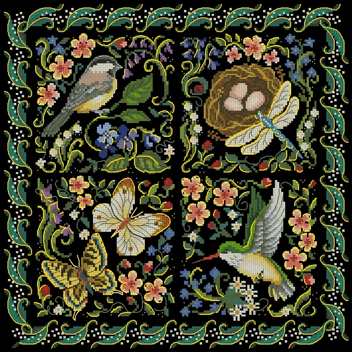 cs-2059 Cross Stitch Kit The Finery Of Nature Bird Nest Egg Butterfly Flower Flowers Birds dim 3824