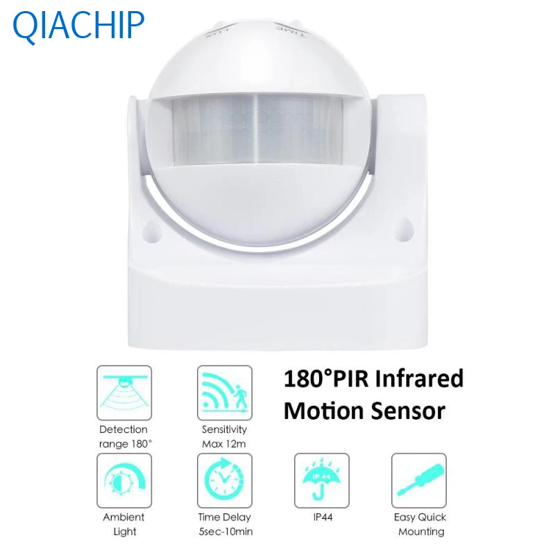 220V 180 Degree Waterproof IP44 Security PIR Infrared Sensor Motion