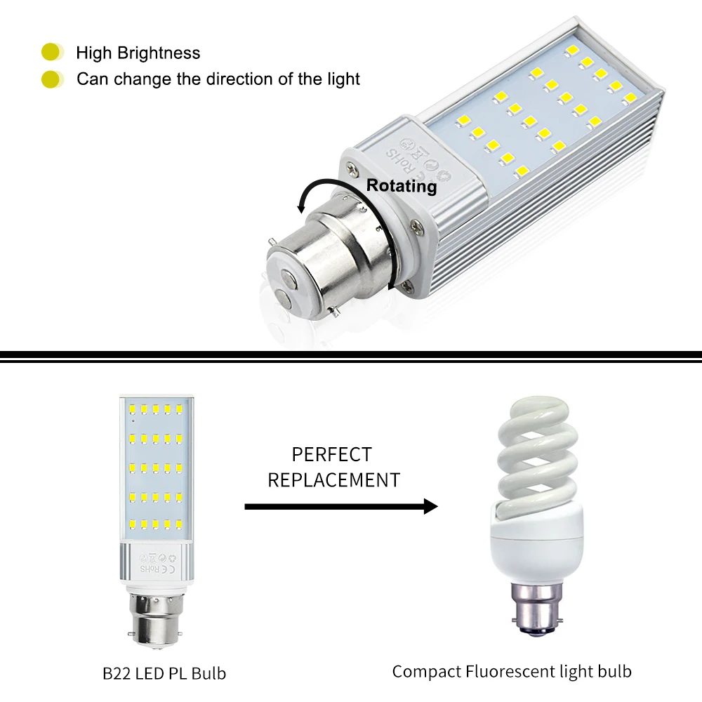 Bonlux B22 светодиодный лампочка PL 13 Вт CFL замена 120 ° угол луча СВЕТОДИОДНЫЙ AC 85 265V 50 60hz