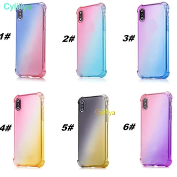 

50pcs Gradient Colors Anti Shock Airbag Soft Clear Cases For IPhone XR XS MAX 8 7Plus 6S For Samsung S10 S9 Note 9