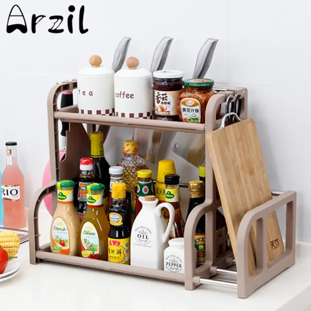 Multi Functional Kitchen Condiment Shelf Holder Hook Chopping Board Multi Functional Kitchen Condiment Shelf Holder Hook Chopping Board Pot Knife Rack Stands Cooking Tool