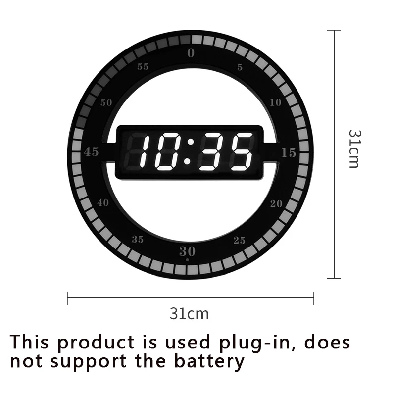 

Mute Digital Electronic Smart Light Alarm Clock 31cm Super LUMINOVA Living Room Table Clock LED Simple Wall Clock