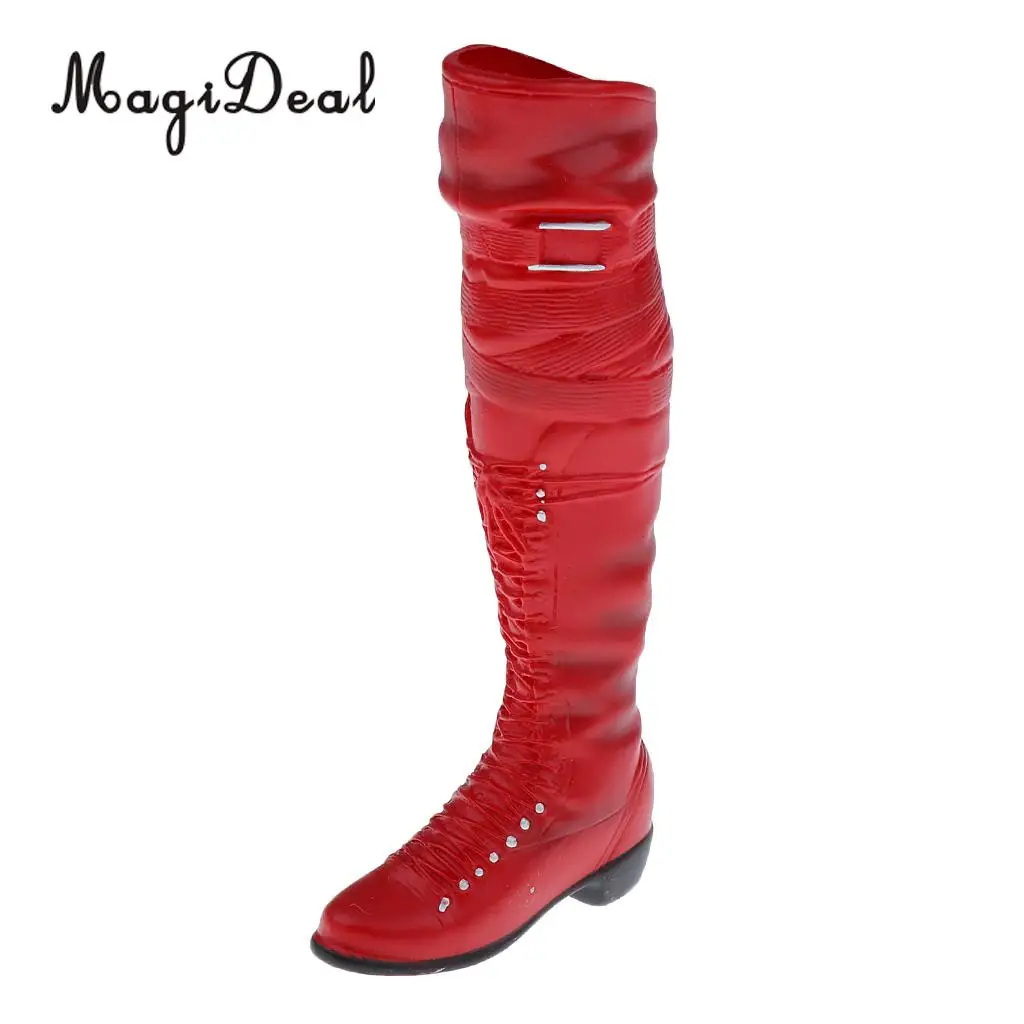 MagiDeal 1Pair 1/6 Lace Up Rubber Mid-Calf Knee High Boots Shoes for 12 Inch Female Figure Body   Models Acc Best Gift