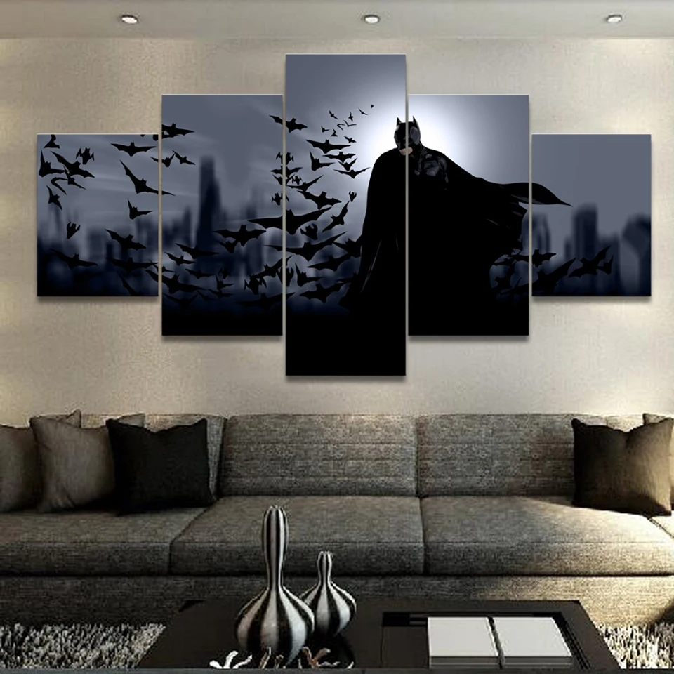 

Wall Art HD Framework Movie 5 Pieces/Pcs Comics Batman Home Decor Canvas Print Abstract Paintings Modern Modular Pictures