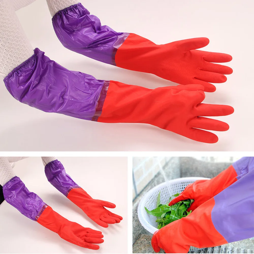 New Special 1 Pair Household Waterproof Washing Up Long Sleeve Kitchen Dishes Cleaning vegetable rub fruit skin scraping 19JUN19