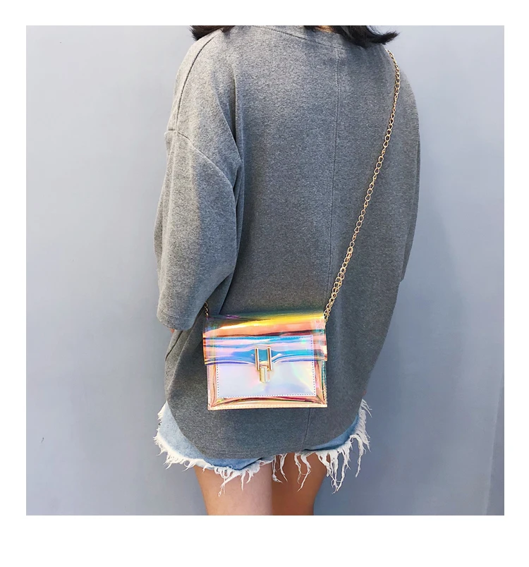 Женская сумка через плечо модная лазерная прозрачная сумка через плечо сумка-мессенджер пляжная сумка дизайн сумки через плечо Серебро