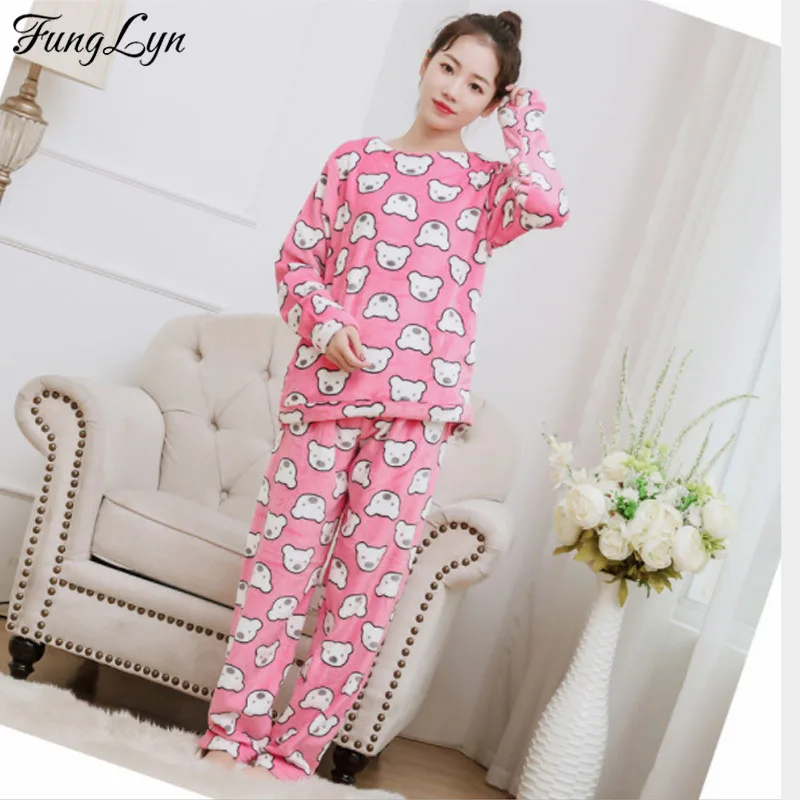 

FL119C Flannel Pyjamas Pink Pajama Set Cute Pyjama Femme Pajamas Women Pyama Woman Pizama Damska Pijamas Lingerie Sleepwear