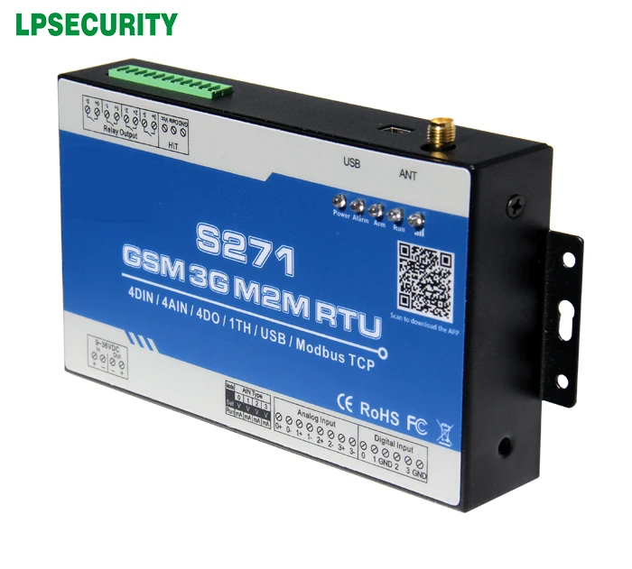 Gsm/gprs цифровой Температура контроллер s271-2g с 4ain 4DIN 4 DOUT 1 Температура 1USB Порты и разъёмы