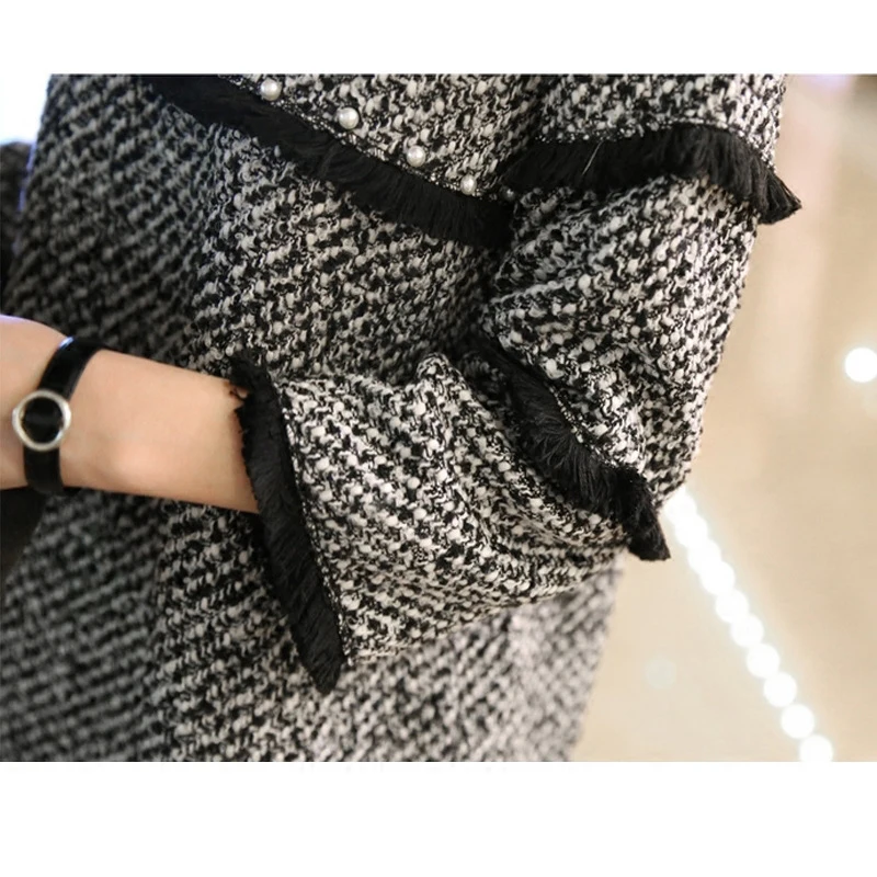Spring Elegant Nursing Dress OL Maternity Breastfeeding Beading Sweet Woolen Blends Mini Dresses Pregnant Women