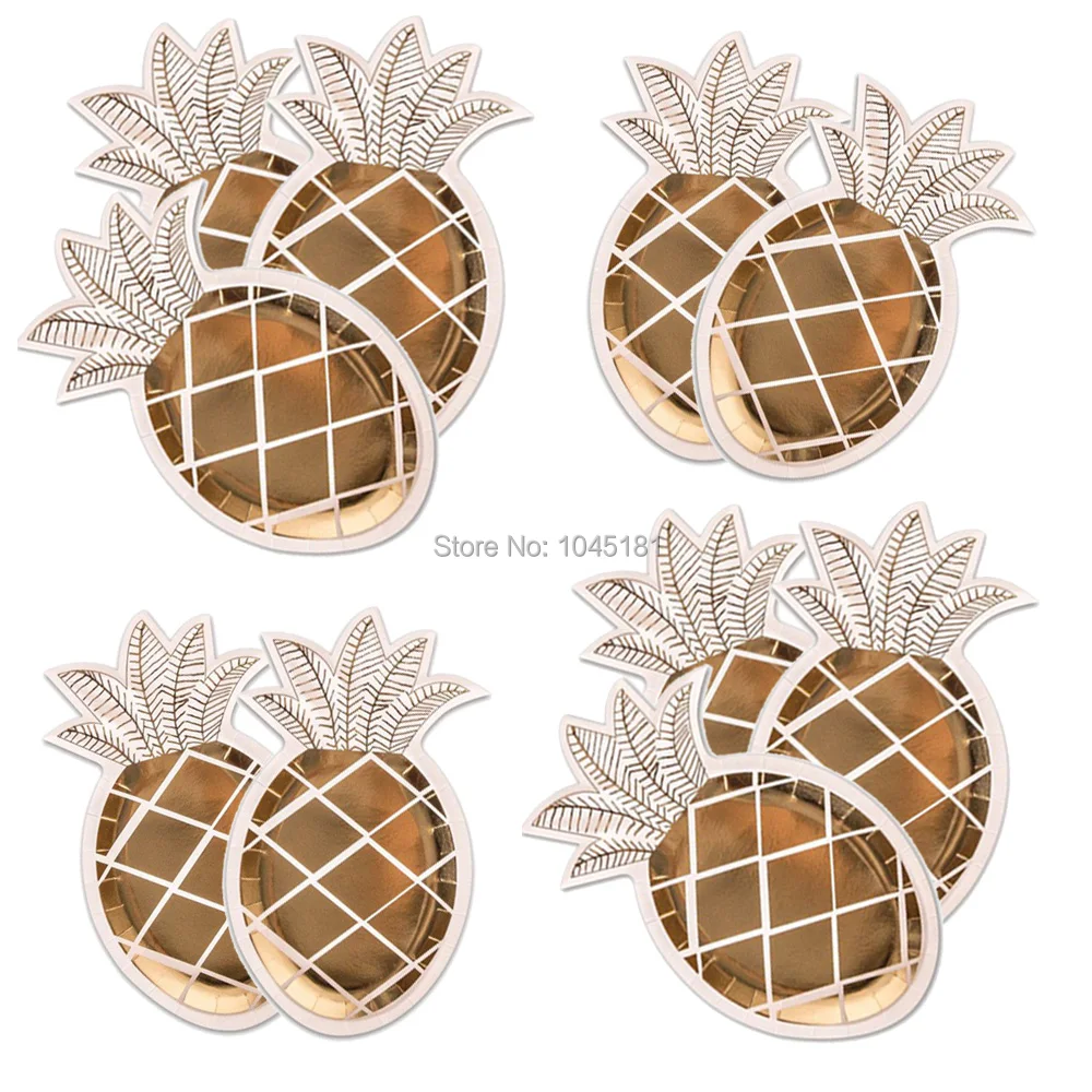 Ipalmay 800pcs Pineapple Paper Plates White And Gold Pineapple Party Supplies Fruit Partyware Tropical Hawaiian Luau Party Plate White Party Suppliesparty Party Party Aliexpress