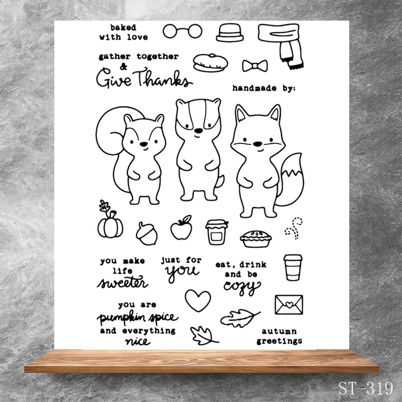 

Cute squirrel Transparent Clear Stamps For DIY Scrapbooking Album Card Making DIY Decoration Making Emobssing Stencil