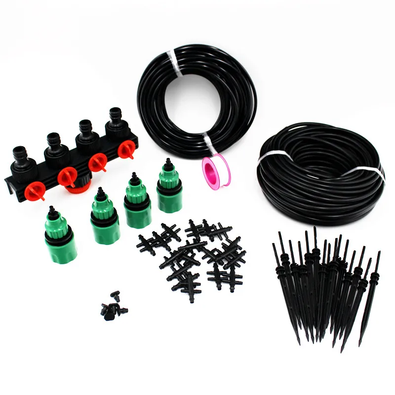 

25m 4Way Hose Splitter Drop Emitter System Kits 3/5mm PVC Hose Home Balcony Drip Irrigation Set Greenhouse Dripper Set