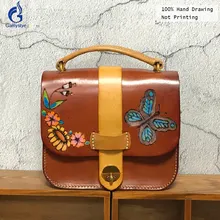 Модные женские туфли Курьерские сумки полный зерна Сумки из кожи рук с принтом граффити возрождение узор с бабочкой сумка