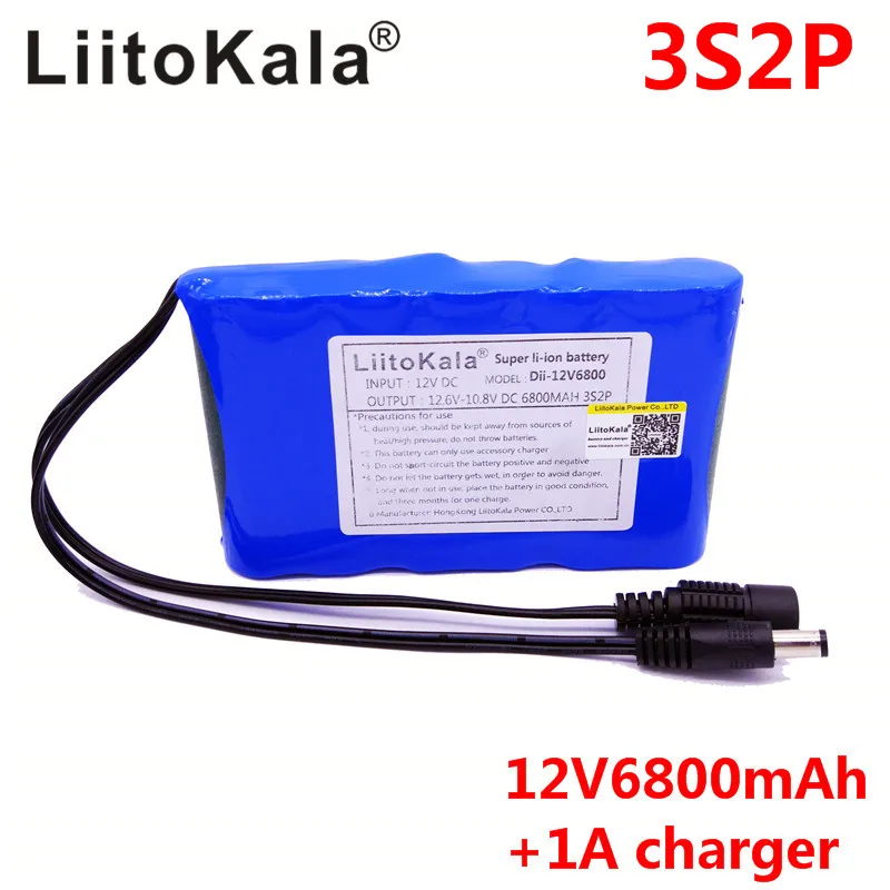HK LiitoKala Высокое качество DC 12V 6800mAh 18650 литий-ионная аккумуляторная батарея зарядное устройство для gps камеры автомобиля