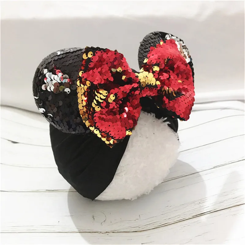 Baby Girls Hat Cute Sequin Minnie Cotton Beanies Newborn Baby Turban Hats Knitted Girls Caps Baby Hair Accessories D1268