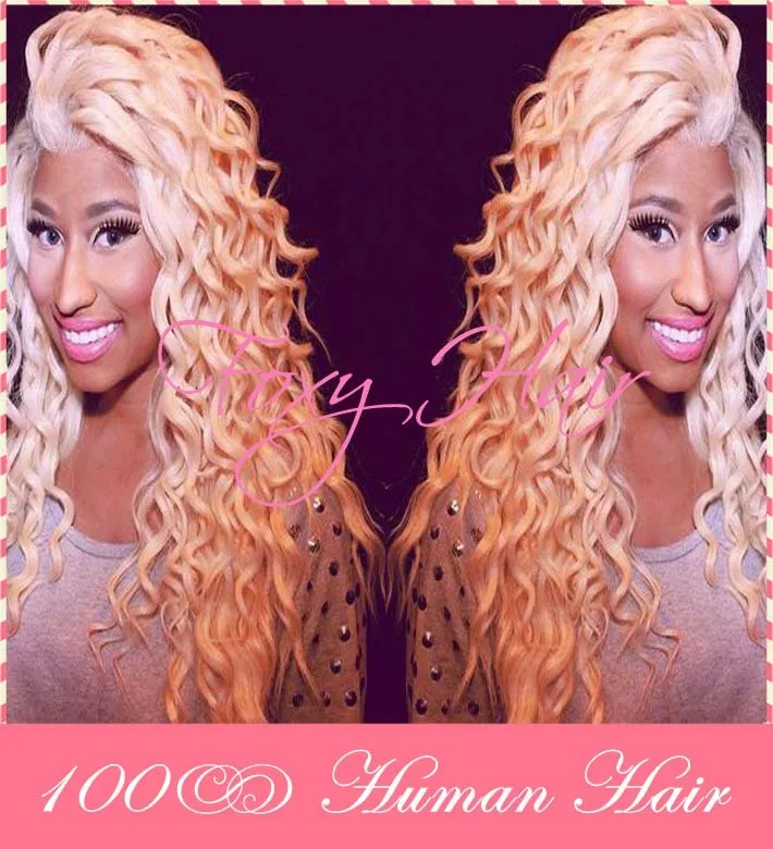 Nicki Minaj Hairstyle 100 Human Hair Curly Wigs Blonde Brazilian