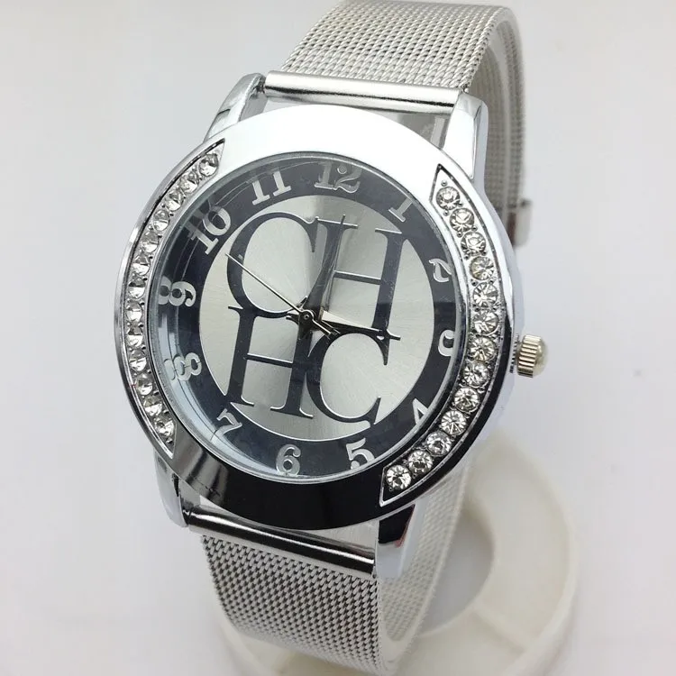 Новые Брендовые повседневные кварцевые часы GENEVA с кристаллами, женские часы из нержавеющей стали с металлической сеткой, женские часы, Лидер продаж