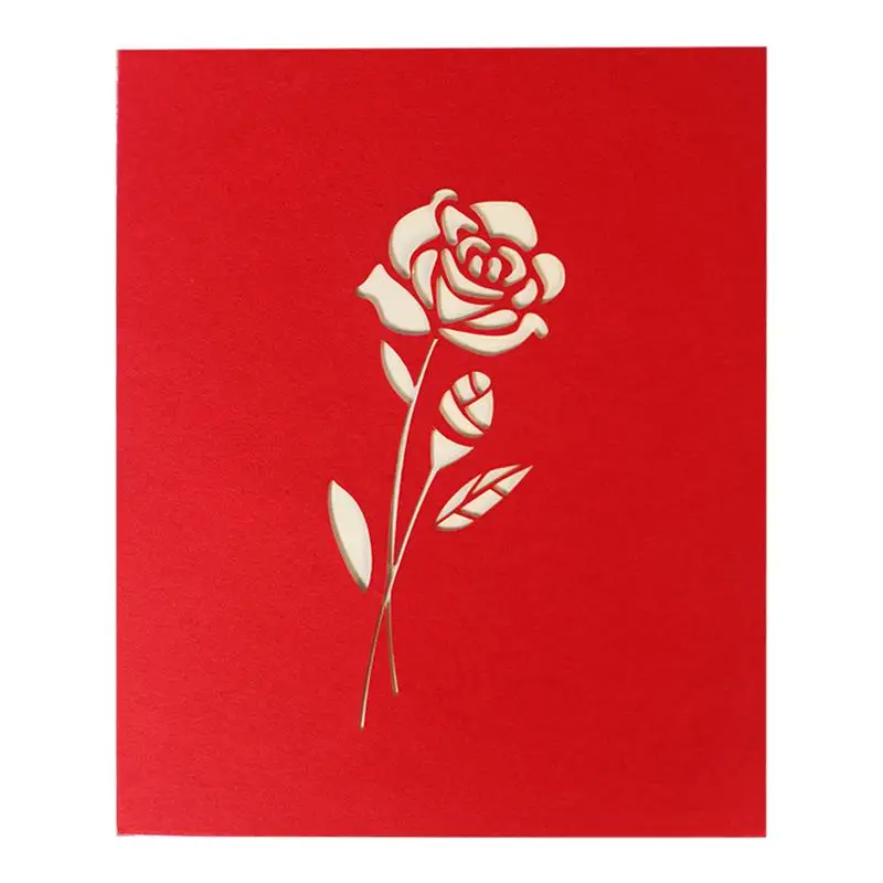  Valentine's Greeting Card Creative 3D Hollow Rose Flower Popup Greeting Card Handmade Popup Card In - 32896563100
