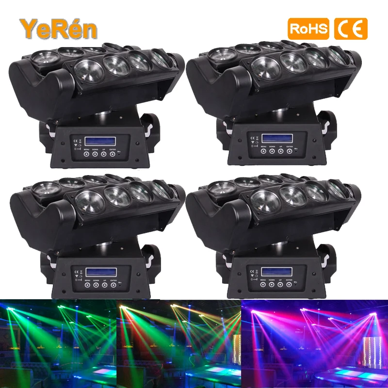 (2PCS) 8*10W RGBW DJ Led Spider Beam Moving Head Light 100-240V DMX Stage Lighting Effect Music Disco Show