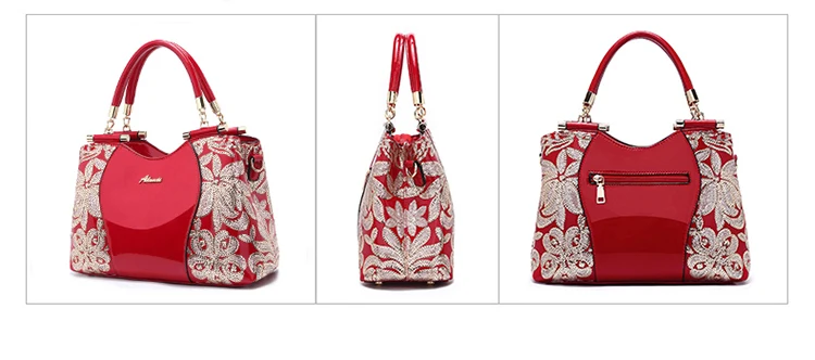 Новые женские сумки из лакированной кожи, роскошная сумка через плечо с вышивкой из блесток, известный бренд, дизайнерская женская сумка-мессенджер