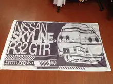 Custom Skyline R32 GTR Sketch Flag & Banner 3X5ft 90x150cm 100% Polyester Printing Flags & Banner Home Decorations & Sports Flag