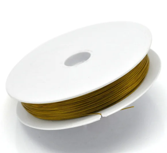 Doreen Box Lovely golden tone Steel Beading Wire tiger tail 0 38 мм продается в упаковке 1 рулон (80 м) (B15910)|tiger