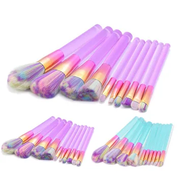

10PCS Makeup Brushes Set Soft Rainbow Hair Eyeshadow Smooth Foundation Blusher Powder Blending Cosmetics Brush Kits Make Up Tool