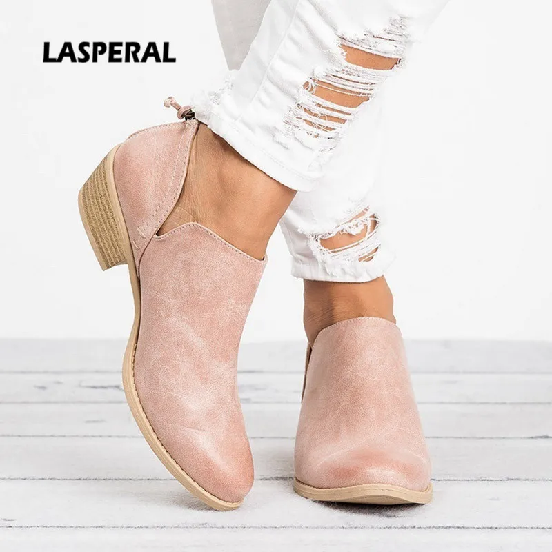 

Spring Ankle Women Boots Square Heel Slip On Women Female High Heels Single Shoes Pointed Toe Casual Ladies Fashion 2019