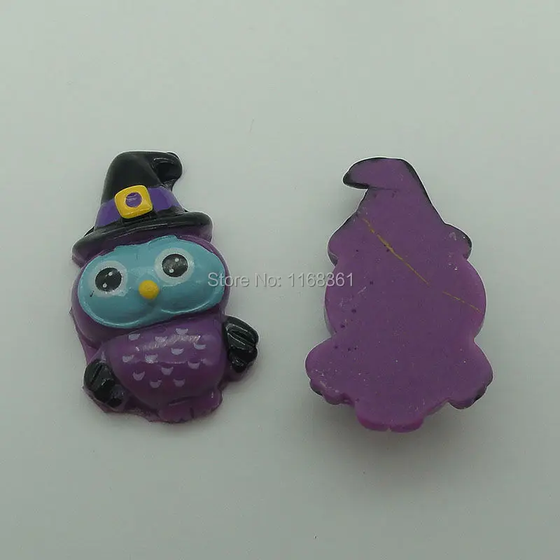 1pcs/lot resin flat back Halloween violet owl 31mm Cabochons Scrapbooking Hair Bow Center DIY Christmas decration C104-6