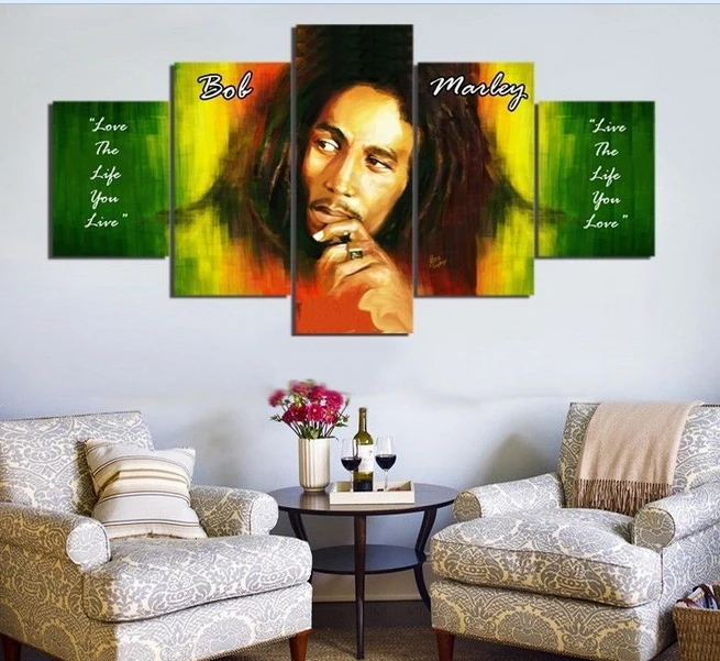 

Artistic originality Bob Marley print poster canvas in 5 pieces with Framed