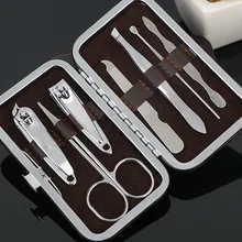 Чехол с каменным узором 7 в 1 комплект, комплект для стрижки ногтей, набор для ухода за ногтями, педикюр, ножницы, пинцет, нож для ушей, набор маникюрных инструментов