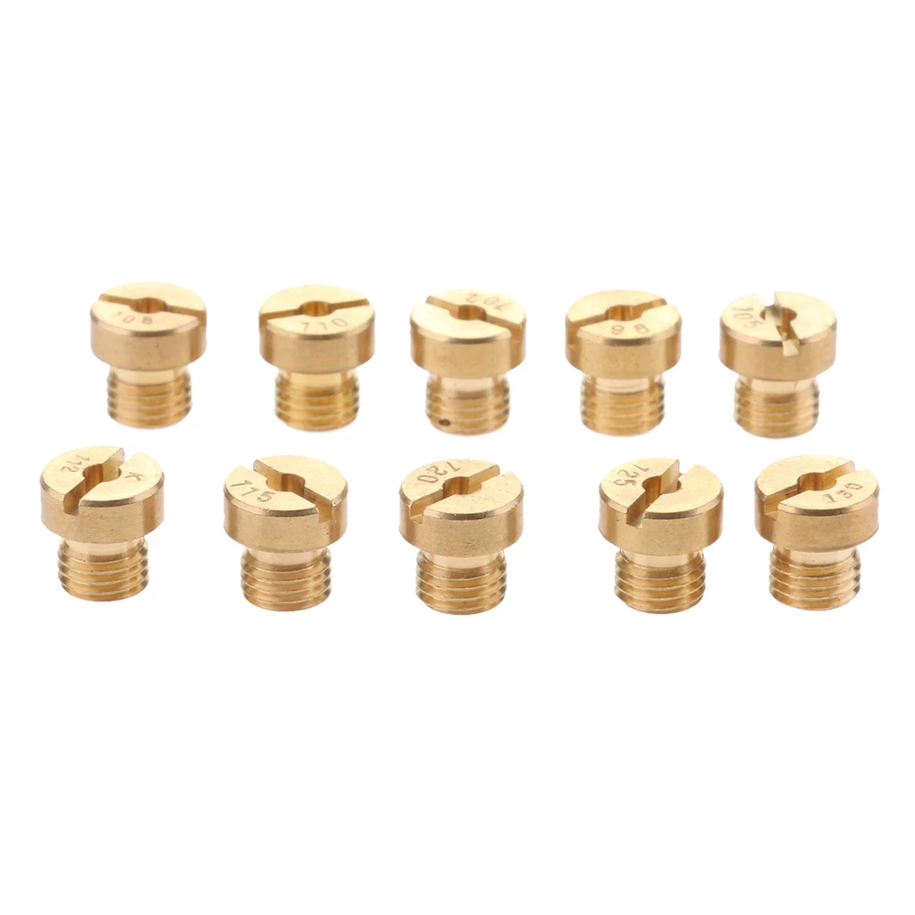 M6 Thread 6mm Motorcycle Carburetor Main Jet Kit Set Slow/Pilot Jet Main Injectors Nozzle for Carb Carburetor 98-130 10 Size