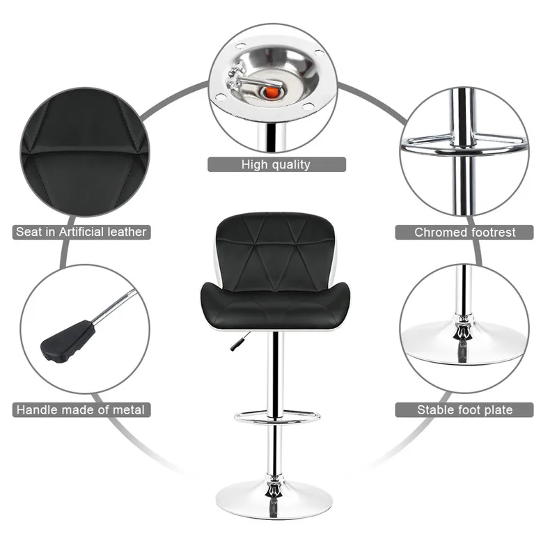 2 шт. барные стулья современный Регулируемый синтетический кожаный поворотный барный стул стулья пневматический стул для паба подножка 2 цвета HWC