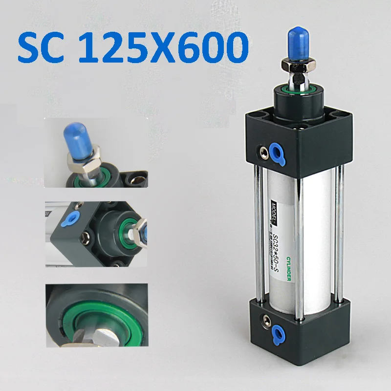 SC 125X600 Pneumatic Cylinder Double Acting Single Rod 125mm Bore 600mm