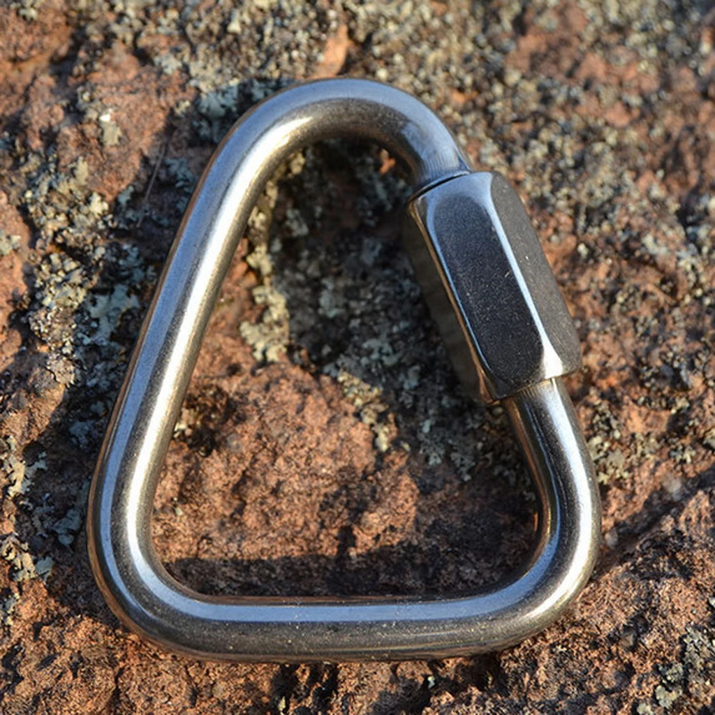 Durable Small Mountaineering Climbing 12KN Triangle Carabiner Hiking Keychain Snap Clip Hook Kettle Buckle Carabiner Accessories