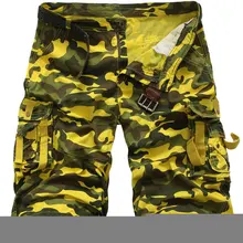 Мужские камуфляжные брюки карго, модные короткие брюки с несколькими карманами, свободные летние брюки, повседневная мужская верхняя одежда, короткие брюки, размер 28-28