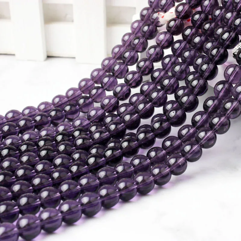 

LIngXiang fashion natural Jewelry purple crystal stone Round Loose Beads Suitable for DIY female bracelet necklace make