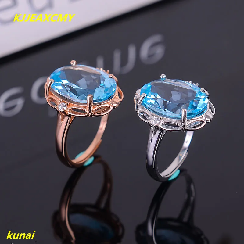 Kjjeaxcmy бутик ювелирных изделий 925 Серебро инкрустированные синий цилиндр камень кольцо женщин. GHJ