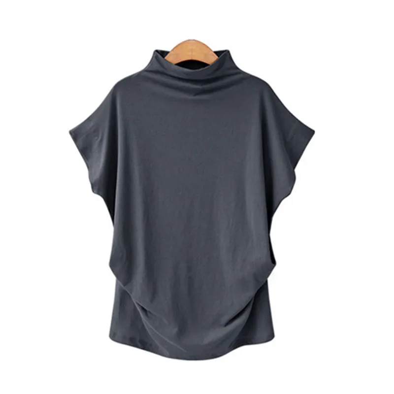 Большие размеры 5XL 6XL летняя футболка женская короткий рукав с регулирующей пряжкой футболки новые корейские водолазки сексуальные повседневные свободные однотонные Топы - Цвет: Dark gray