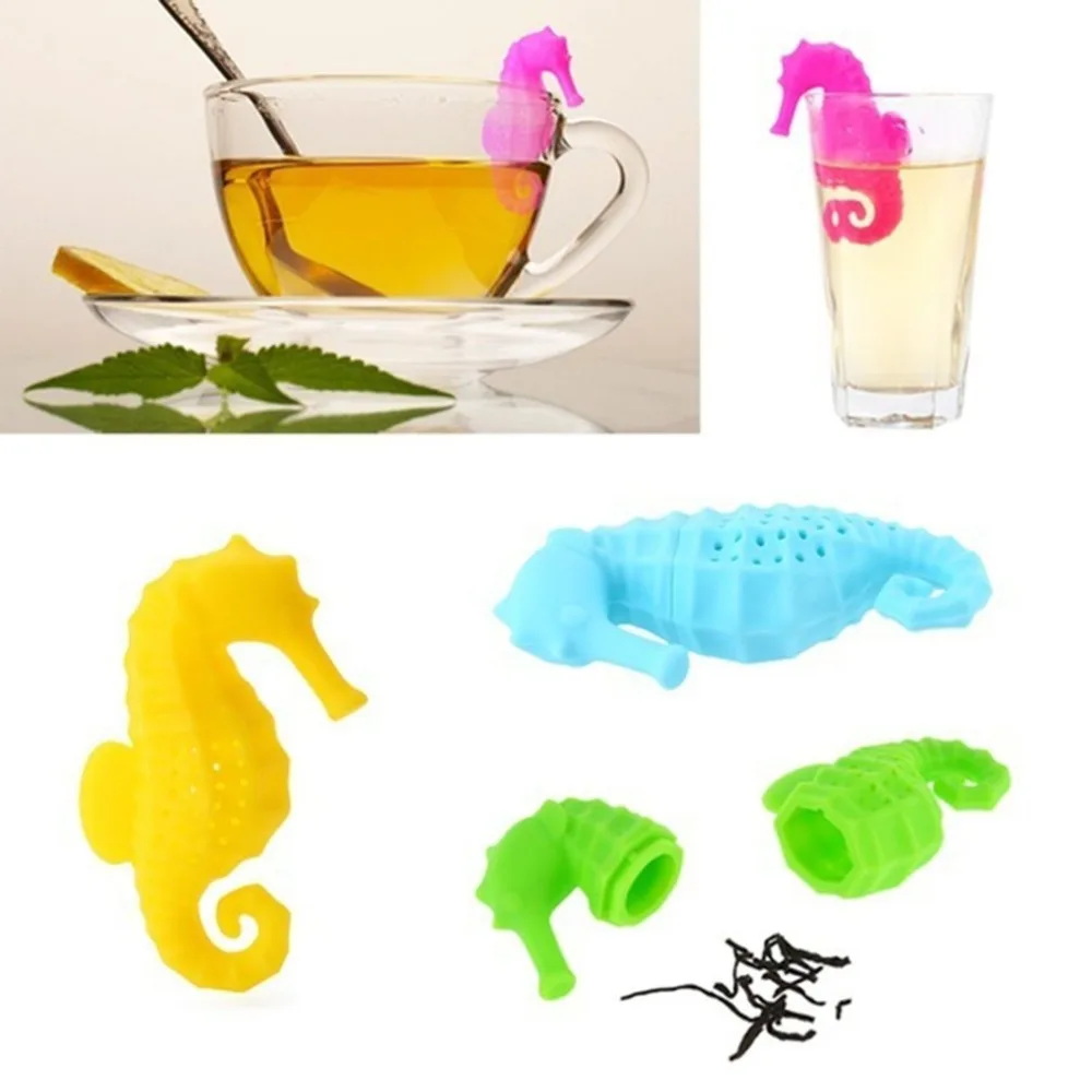 

Cute Silicone Seahorse Tea Strainer Filter Reusable Tealeaf Coffee Strainer Filter Silicone Teaspoon Infuser Coffee Tea Tools