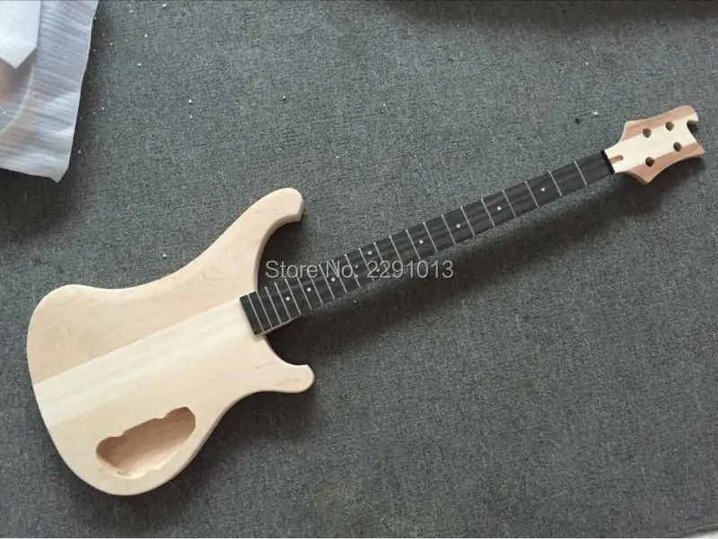 Unfinished 4 strings bass guitar .DIY Bass guitar Through Canada Maple neck and Alder body Ebony