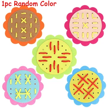 

Lovely Non-woven Sun Flower Threading Handmade Toy Threading Perforation Puzzle Toy for Kid Baby Gift