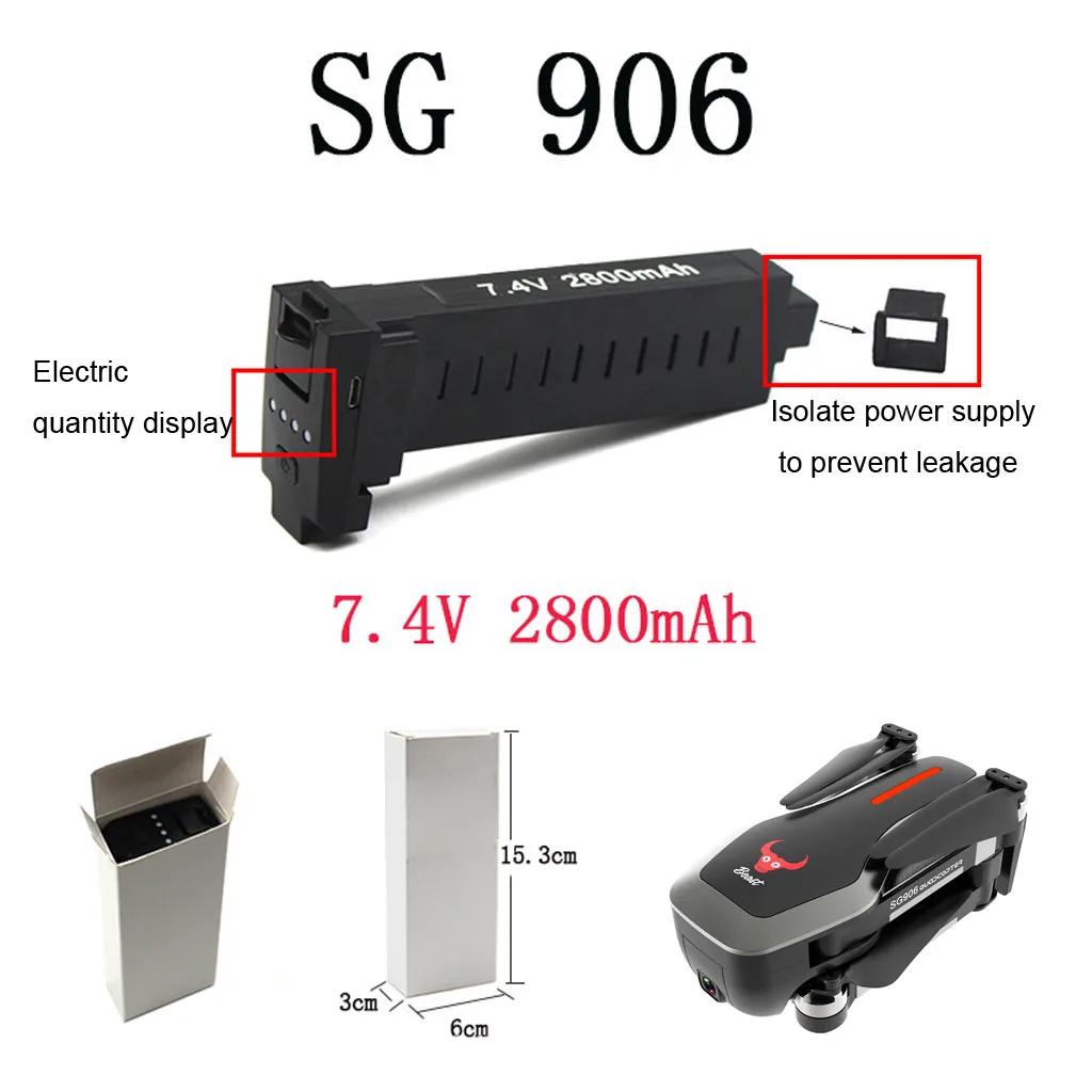 

1PC Rechargeable High capacity 7.4V 2800mAh Battery For SG906 GPS Quadcopter New Arrival 6.7