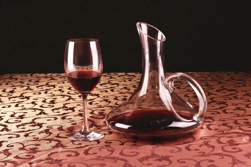 1 шт. плоское основание красного вина Графин ручной работы кристалл вино Pourer Премиум воды Carafe утолщенной стены 1700 мл JS 1101